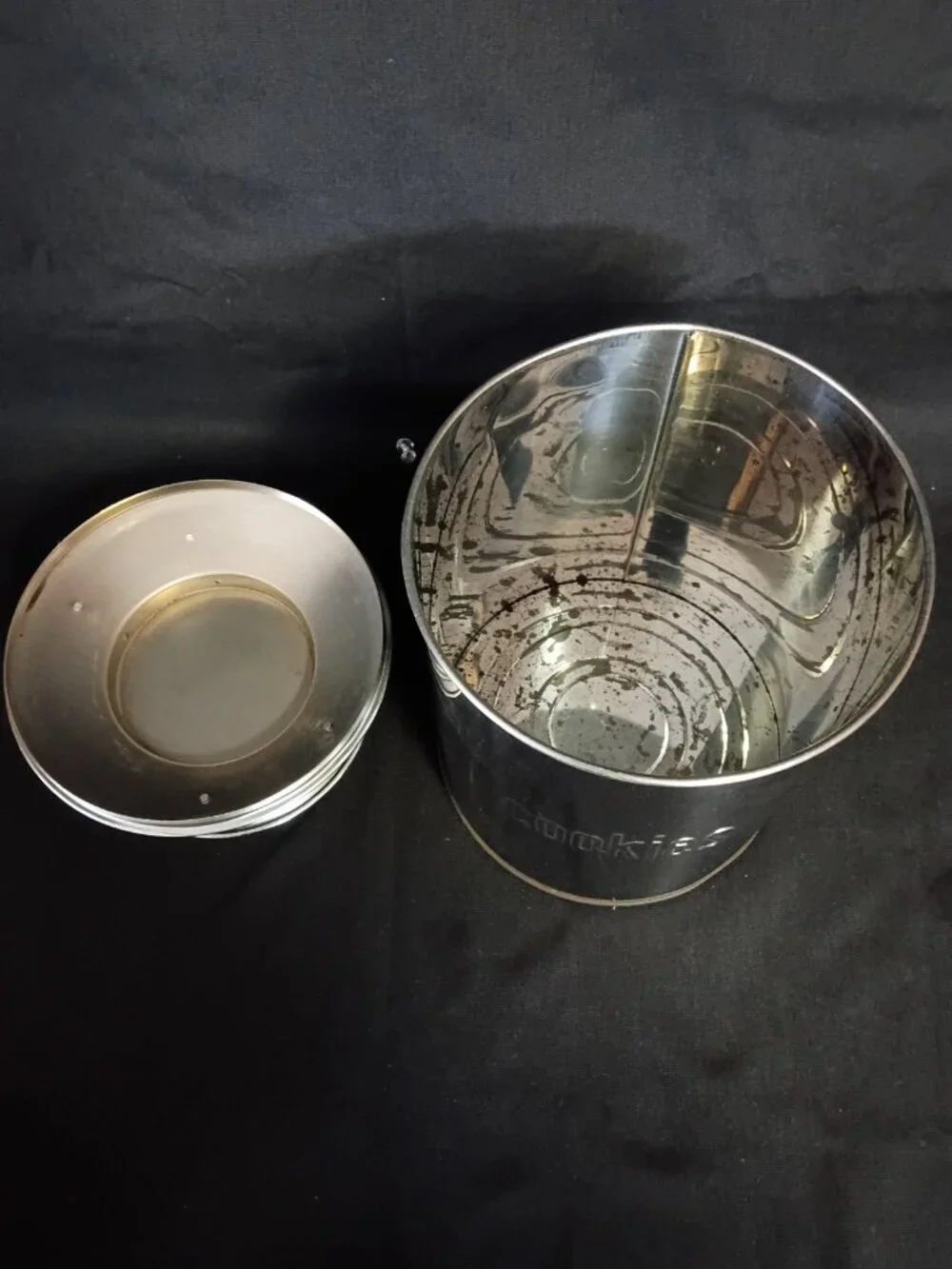 Vintage Chrome Cookie Canister Tin Metal Kitchen Storage Jar Retro Mid Century